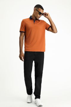 Polo Collar Regular Fit Patterned Cotton T-Shirt