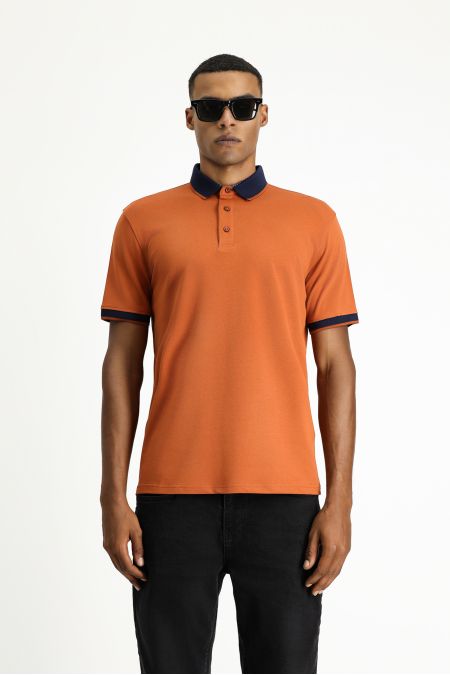 Polo Collar Regular Fit Patterned Cotton T-Shirt