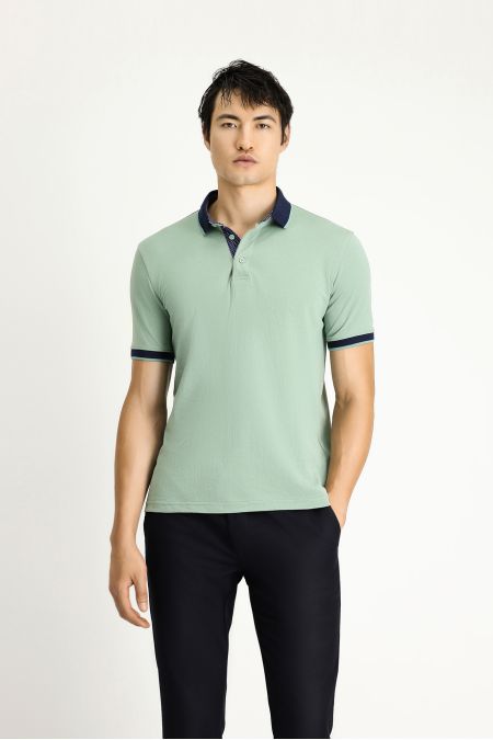 Polo Collar Regular Fit Patterned Cotton T-Shirt