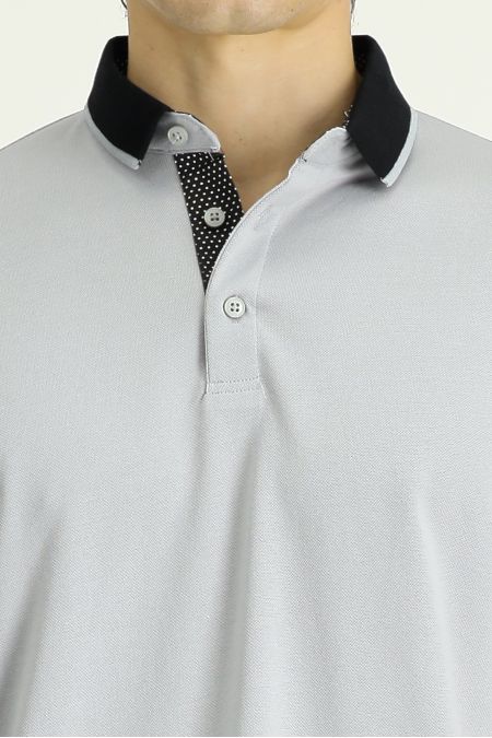 Polo-Kragen Regular-Fit Gemustertes Baumwoll-T-Shirt