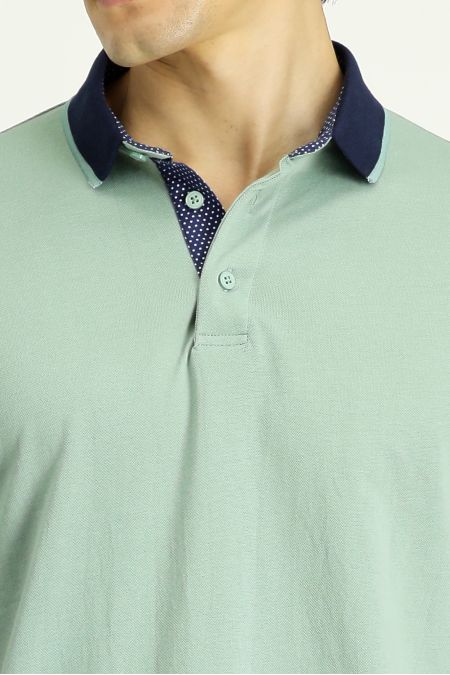 Polo Collar Regular Fit Patterned Cotton T-Shirt