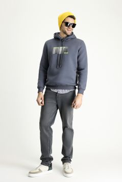 Hooded Fleece-Lined Printed Cotton Sweatshirt