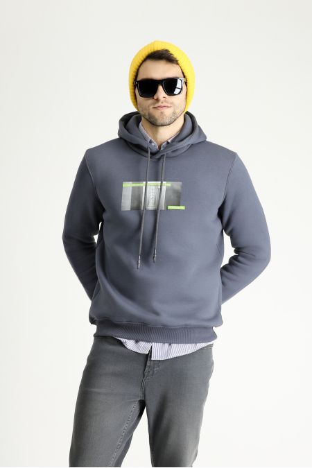 Hooded Fleece-Lined Printed Cotton Sweatshirt