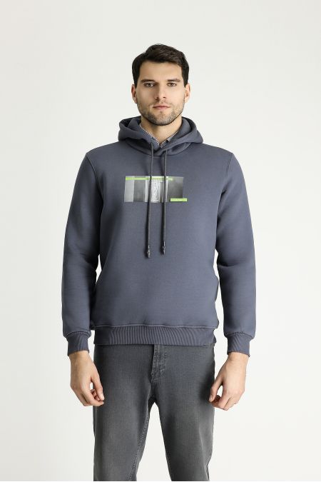 Hooded Fleece-Lined Printed Cotton Sweatshirt