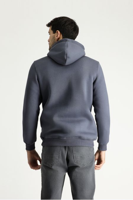 Kapuzen Fleecegefüttertes Bedrucktes Baumwoll-Sweatshirt