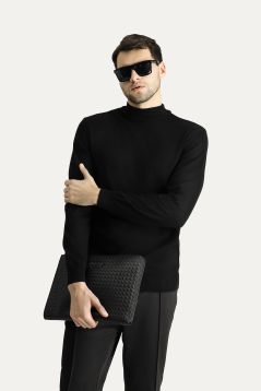 Bateau-Ausschnitt Slim-Fit Baumwollstrickpullover