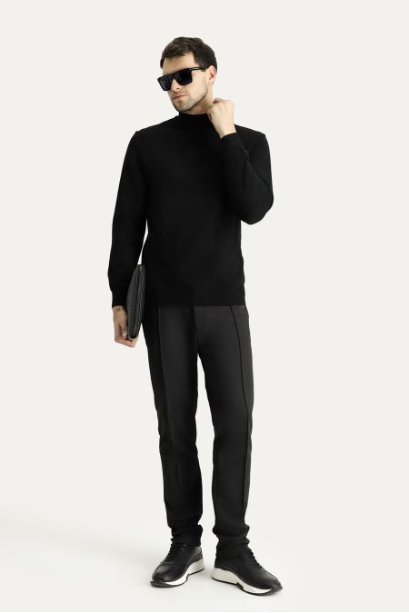 Bateau-Ausschnitt Slim-Fit Baumwollstrickpullover