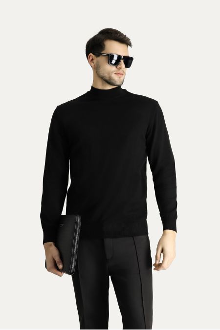 Bateau-Ausschnitt Slim-Fit Baumwollstrickpullover