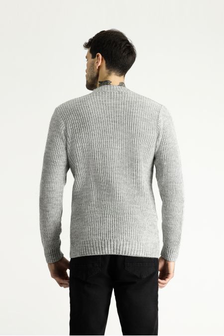 Rundhals-Slim-Fit-Gemusterter Strickpullover