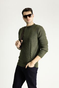 Pullover aus Wolle mit Rundhalsausschnitt, Slim Fit