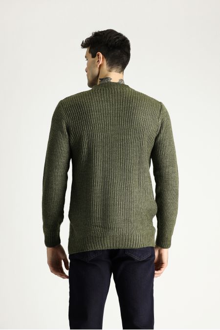 Pullover aus Wolle mit Rundhalsausschnitt, Slim Fit