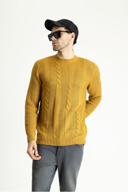 Rundhals-Slim-Fit-Gemusterter Strickpullover