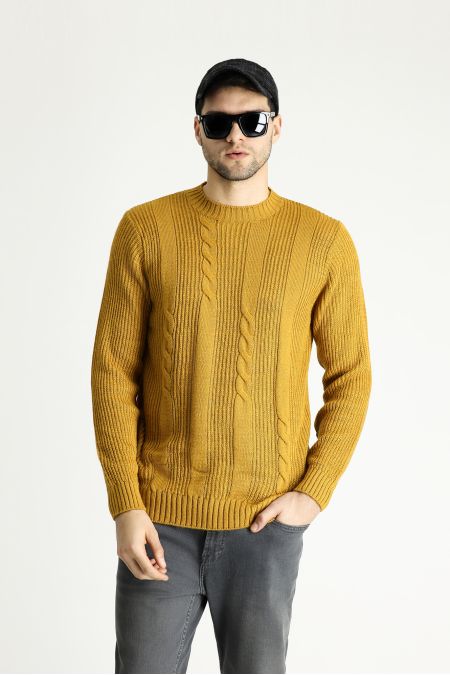 Rundhals-Slim-Fit-Gemusterter Strickpullover