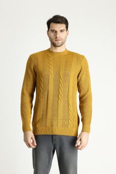 Rundhals-Slim-Fit-Gemusterter Strickpullover