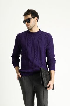 Pullover aus Wolle mit Rundhalsausschnitt, Slim Fit