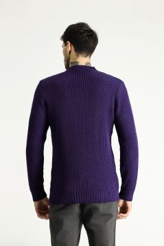 Rundhals-Slim-Fit-Gemusterter Strickpullover