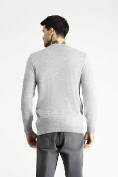 Crew Neck Patterned Wool Slim Fit Jumper