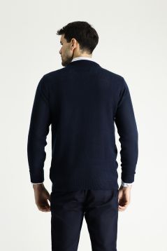 Rundhals-Slim-Fit-Gemusterter Strickpullover