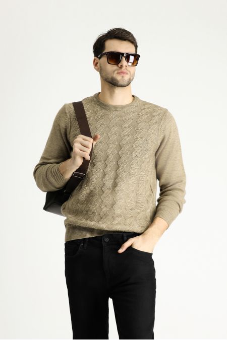 Pullover aus Wolle mit Rundhalsausschnitt, Slim Fit