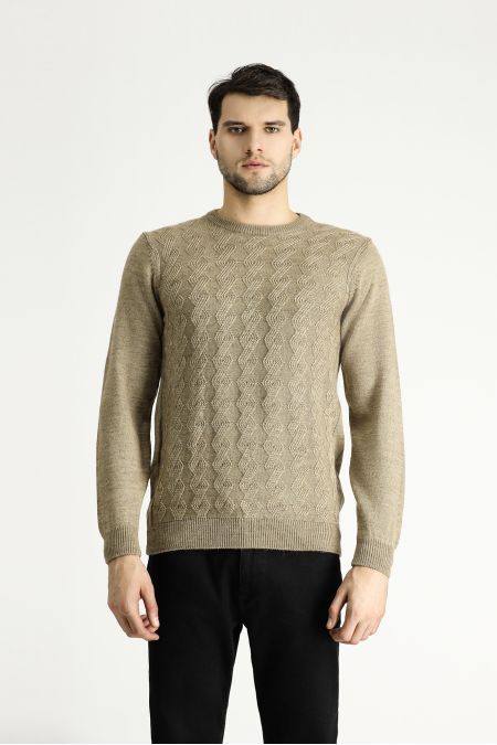 Pullover aus Wolle mit Rundhalsausschnitt, Slim Fit