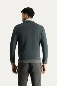 Crew Neck Patterned Wool Slim Fit Jumper