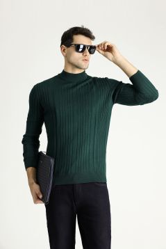 Bateau-Ausschnitt Slim-Fit Gemusterter Strickpullover