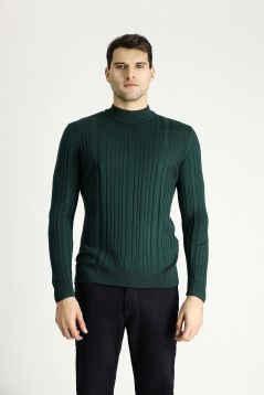 Bateau-Ausschnitt Slim-Fit Gemusterter Strickpullover