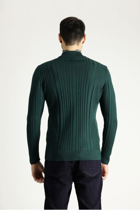 Bateau-Ausschnitt Slim-Fit Gemusterter Strickpullover