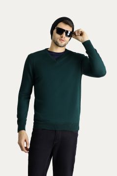 Strickpullover mit V-Ausschnitt, Slim Fit