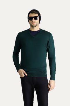 Strickpullover mit V-Ausschnitt, Slim Fit