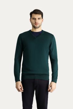 Strickpullover mit V-Ausschnitt, Slim Fit