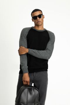 Rundhals Regular-Fit Nahtloser Gemusterter Strickpullover