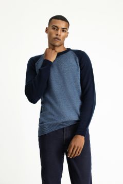 Rundhals Regular-Fit Nahtloser Gemusterter Strickpullover