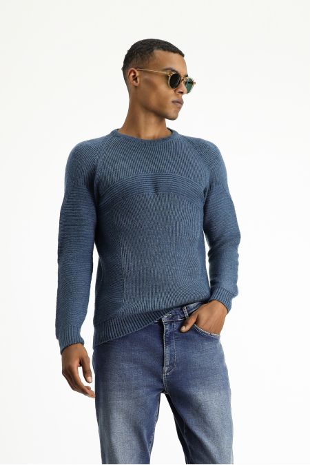 Rundhals Regular-Fit Nahtloser Gemusterter Strickpullover