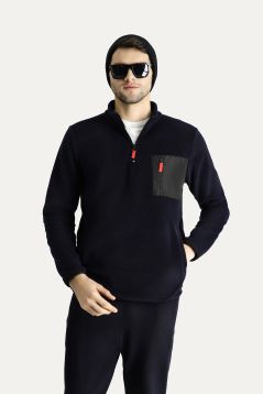 Halb Reißverschluss Fleece-Sweatshirt