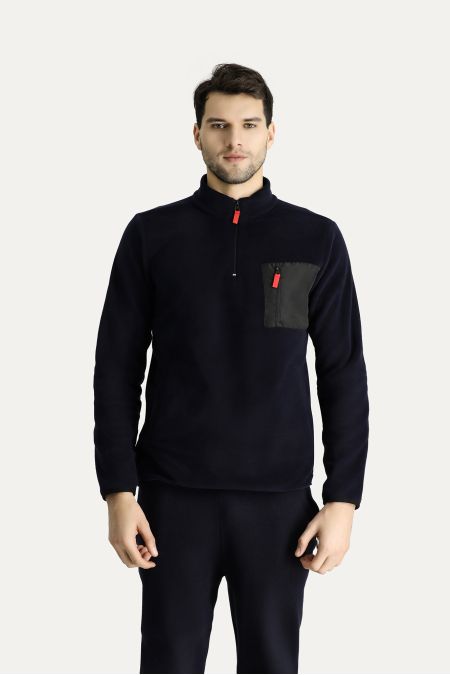 Halb Reißverschluss Fleece-Sweatshirt