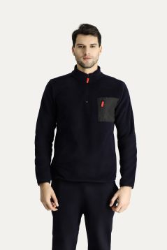 Halb Reißverschluss Fleece-Sweatshirt