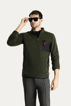 Halb Reißverschluss Fleece-Sweatshirt