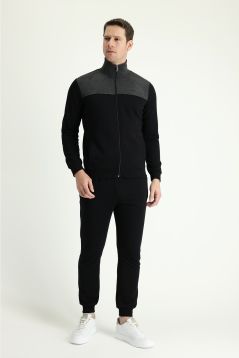 2-Piece Tracksuit Set with Stand Collar