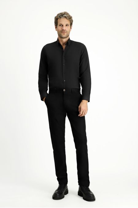 Langarm Slim Fit Baumwoll-Oxfordhemd