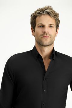 Long Sleeve Slim Fit Cotton Oxford Shirt