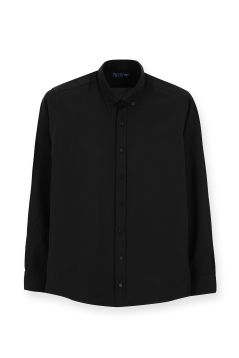 Langarm Slim-Fit Button-Down Kragen Oxford Bügelleichtes Baumwollhemd