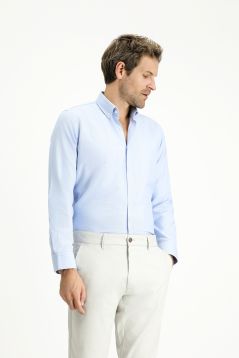 Langarm Slim Fit Baumwoll-Oxfordhemd