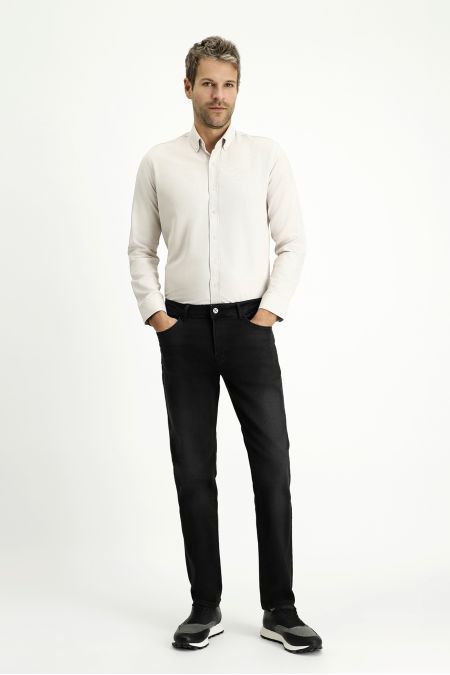 Langarm Slim Fit Baumwoll-Oxfordhemd