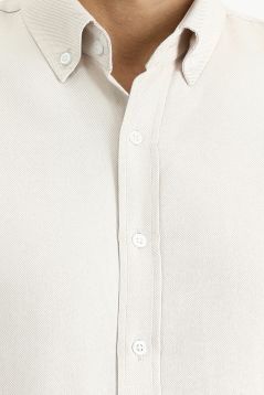 Long Sleeve Slim Fit Cotton Oxford Shirt