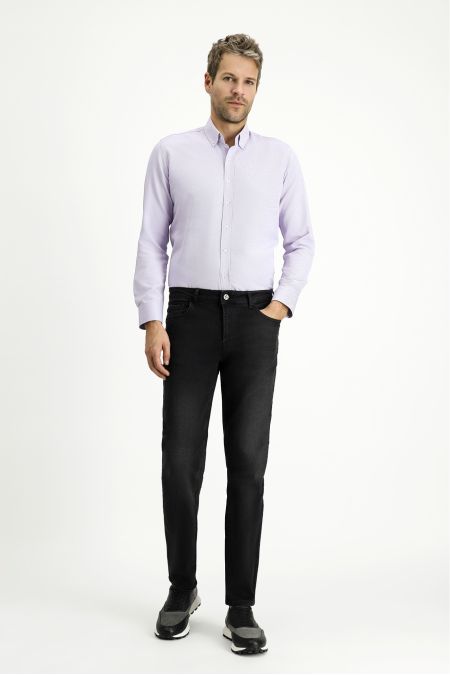 Langarm Slim Fit Baumwoll-Oxfordhemd