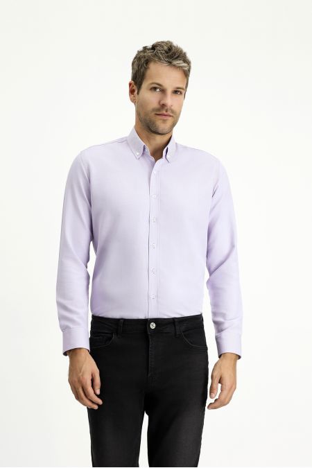 Langarm Slim Fit Baumwoll-Oxfordhemd