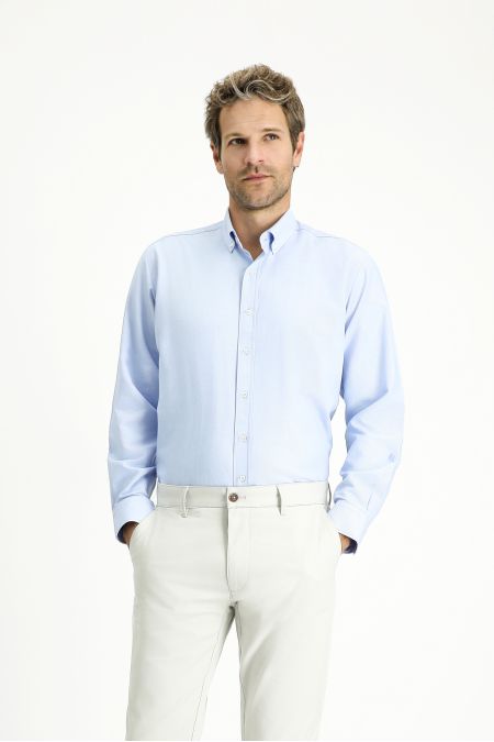 Long Sleeve Regular Fit Plain Cotton Oxford Shirt