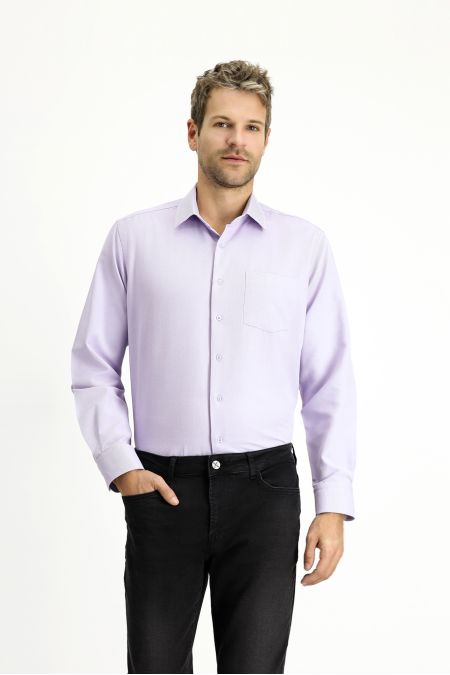 Long Sleeve Regular Fit Plain Cotton Oxford Shirt