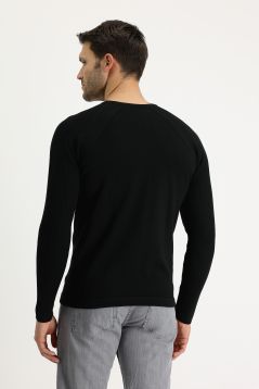 Rundhals Slim-Fit Gemusterter Baumwollstrickpullover